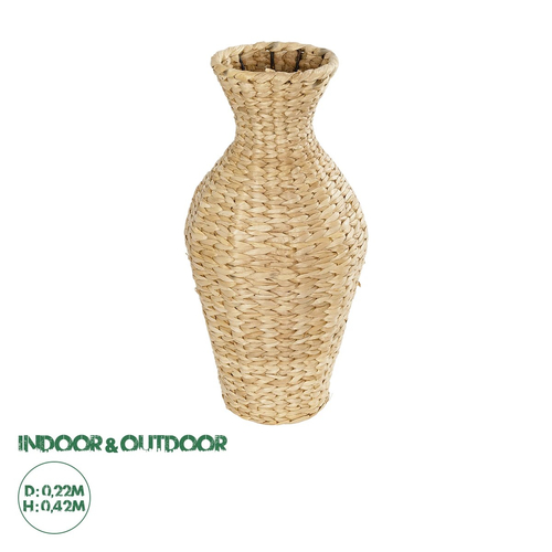 GloboStar® Artificial Garden HAVANA 21223 Διακοσμητικό Πλεκτό Καλάθι Κασπώ Γλάστρα Μπεζ Π22 x M22 x Υ42cm