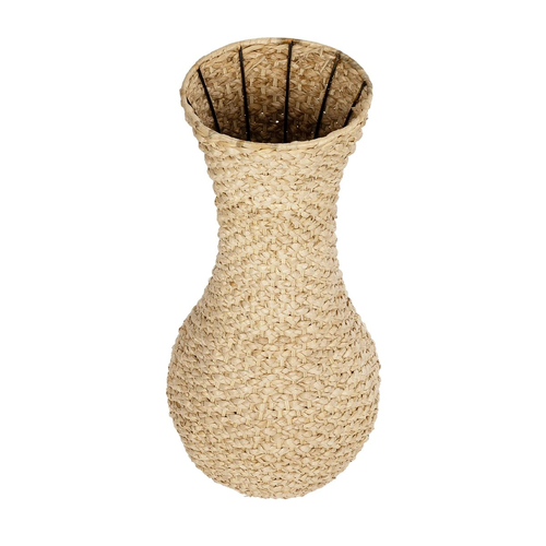 GloboStar® Artificial Garden SANDIAGO 21233 Διακοσμητικό Πλεκτό Καλάθι - Κασπώ Γλάστρα - Flower Pot Μπεζ Π30 x M30 x Υ60cm