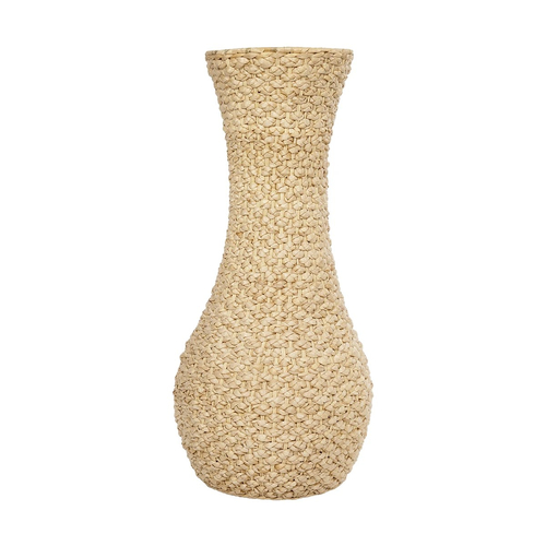 GloboStar® Artificial Garden SANDIAGO 21233 Διακοσμητικό Πλεκτό Καλάθι - Κασπώ Γλάστρα - Flower Pot Μπεζ Π30 x M30 x Υ60cm