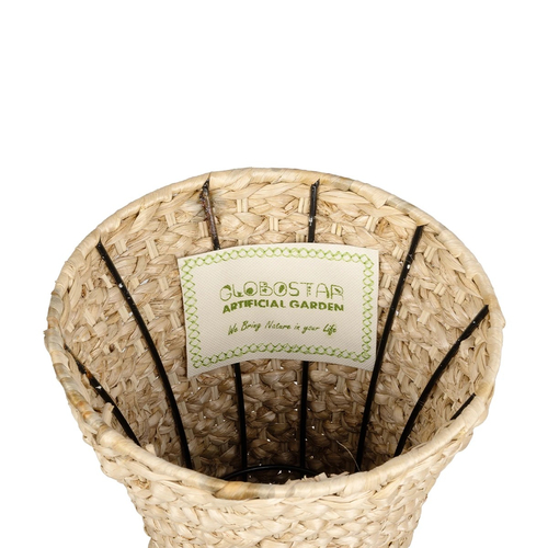 GloboStar® Artificial Garden SANDIAGO 21233 Διακοσμητικό Πλεκτό Καλάθι - Κασπώ Γλάστρα - Flower Pot Μπεζ Π30 x M30 x Υ60cm