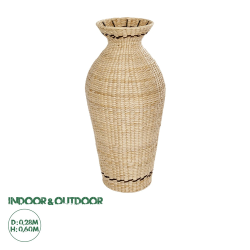 GloboStar® Artificial Garden MONTPELLIER 21237 Διακοσμητικό Πλεκτό Καλάθι - Κασπώ Γλάστρα - Flower Pot Μπεζ με Καφέ Π28 x M28 x Υ60cm