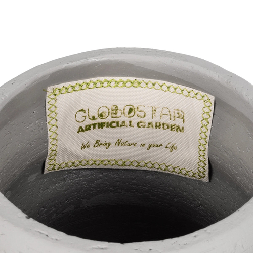 GloboStar® Artificial Garden ALBERT 21248 Διακοσμητική Κεραμική Γλάστρα ΓΚΡΙ Π18 x Μ18 x Υ16 cm