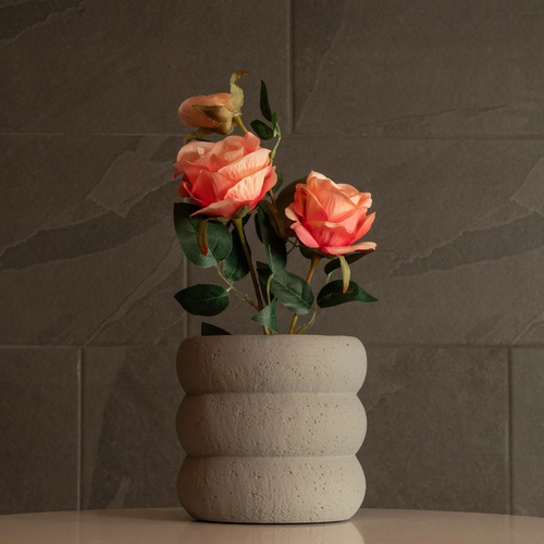 GloboStar® Artificial Garden ALBERT 21248 Διακοσμητική Κεραμική Γλάστρα ΓΚΡΙ Π18 x Μ18 x Υ16 cm