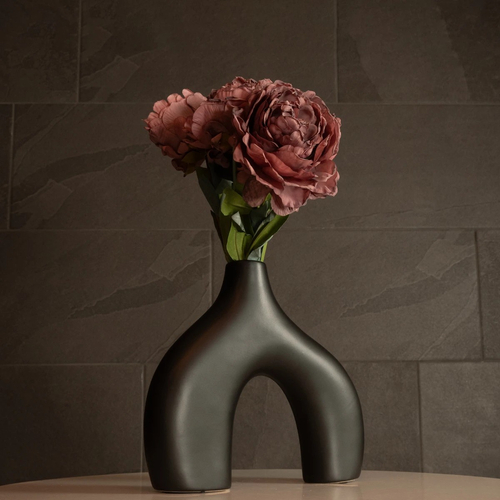 GloboStar® Artificial Garden TOLEDO 21249 Διακοσμητικό Κεραμικό Βάζo Μαύρο Π27 x Μ6 x Υ24 cm