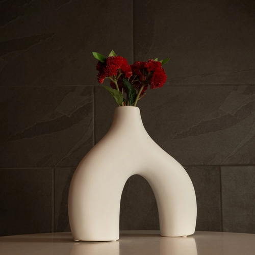 GloboStar® Artificial Garden TOLEDO 21251 Διακοσμητικό Κεραμικό Βάζo Λευκό Π27 x Μ6 x Υ24 cm