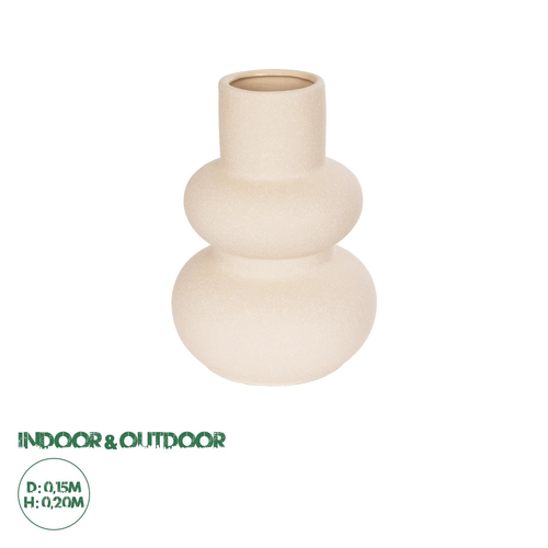 GloboStar® Artificial Garden QUARTZ 21254 Διακοσμητικό Κεραμικό Βάζo Μπεζ Π15 x Μ15 x Υ20 cm