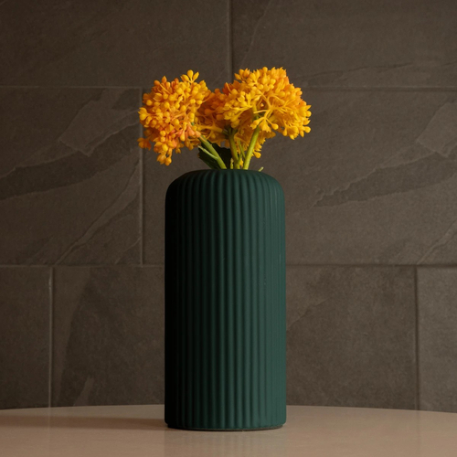 GloboStar® Artificial Garden KUTA 21256 Διακοσμητικό Κεραμικό Βάζo Πράσινο Π10 x Μ10 x Υ20 cm