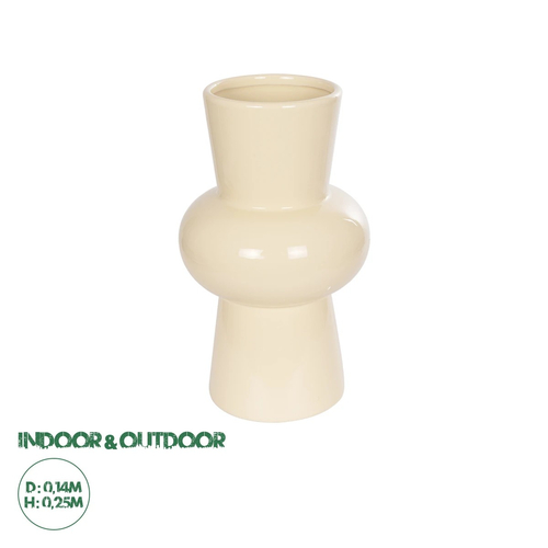 GloboStar® Artificial Garden DESERT 21258 Διακοσμητικό Κεραμικό Βάζo Μπεζ Π14 x Μ14 x Υ25 cm