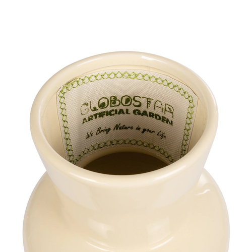 GloboStar® Artificial Garden DESERT 21258 Διακοσμητικό Κεραμικό Βάζo Μπεζ Π14 x Μ14 x Υ25 cm
