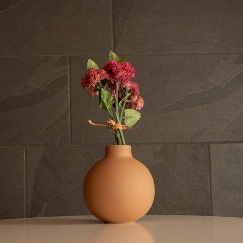 GloboStar® Artificial Garden MAURITIUS 21259 Διακοσμητικό Κεραμικό Βάζo ΚαφέΠ12 x Μ12 x Υ14 cm