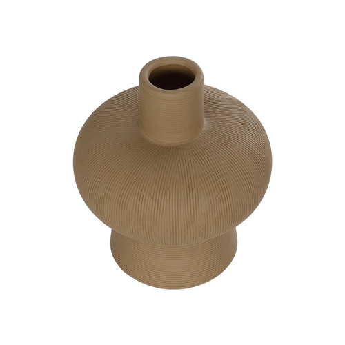 GloboStar® Artificial Garden CORNEOL 21262 Διακοσμητικό Κεραμικό Βάζo Καφέ Π17 x Μ17 x Υ20cm