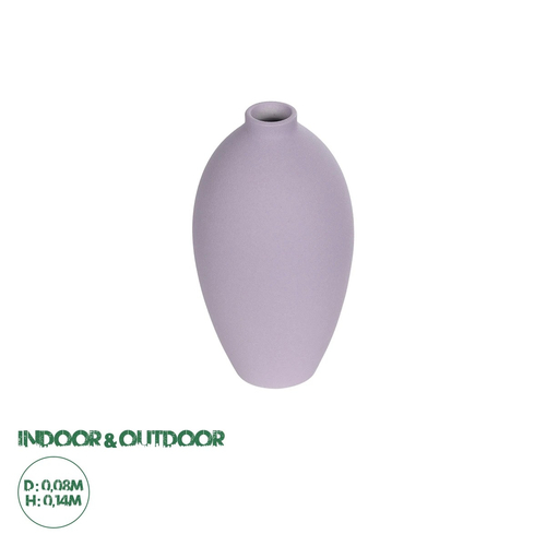 GloboStar® Artificial Garden AMETHYST 21267 Διακοσμητικό Κεραμικό Βάζo Μωβ Π8 x Μ8 x Υ14cm