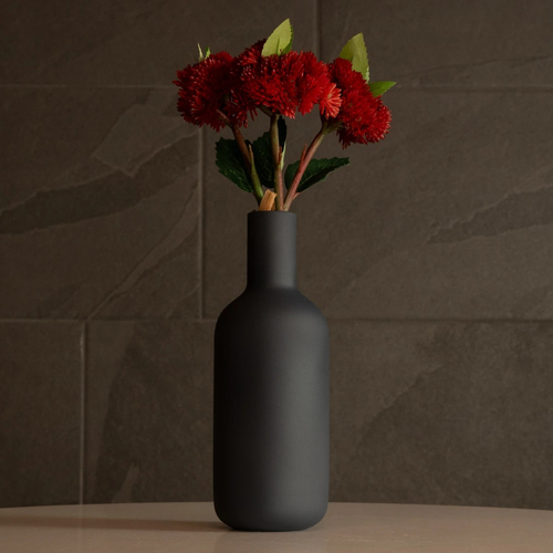 GloboStar® Artificial Garden MYSTIQUE 21275 Διακοσμητικό Κεραμικό Βάζo Γκρι Π7 x Μ7 x Υ20cm