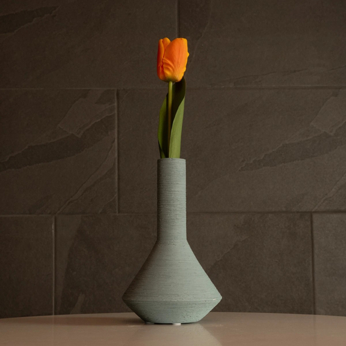 GloboStar® Artificial Garden TANAH 21282 Διακοσμητικό Κεραμικό Βάζo Γκρι Π13 x Μ13 x Υ20cm