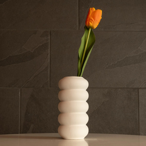 GloboStar® Artificial Garden NOUVEAU 21293 Διακοσμητικό Κεραμικό Βάζo Λευκό Π8 x Μ8 x Υ16cm