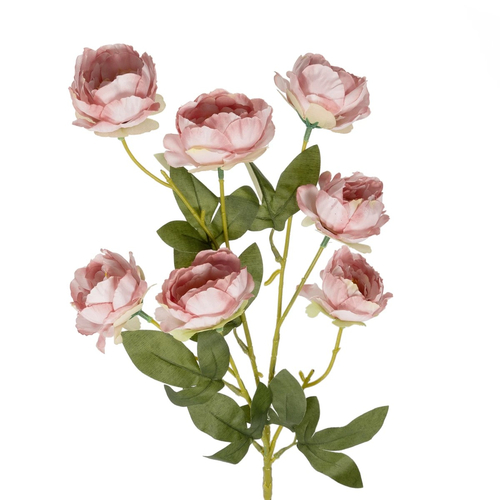 GloboStar® Artificial Garden PINK BRANCH PEONY 21296 Τεχνητό Διακοσμητικό Κλαδί Ρόζ Παιώνιας Y76cm