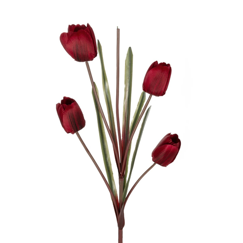 GloboStar® Artificial Garden RED TULIP BRANCH 21309 Τεχνητό Διακοσμητικό Κλαδί Κόκκινη Τουλίπα Y100cm