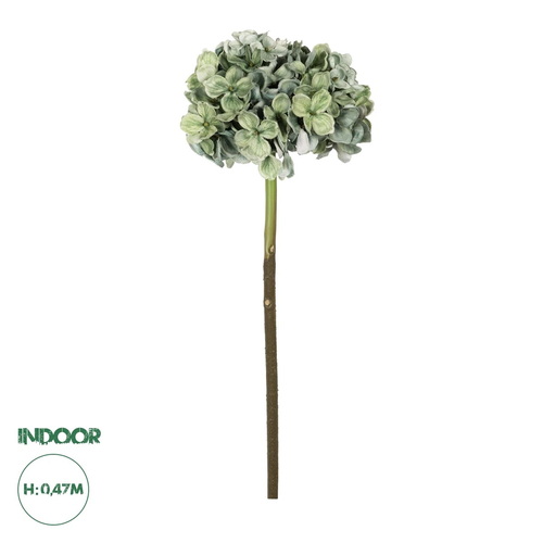 GloboStar® Artificial Garden GREEN HYDRANGEA BRANCH 21316 Τεχνητό Διακοσμητικό Κλαδί Πράσινη Ορτανσία Y47cm