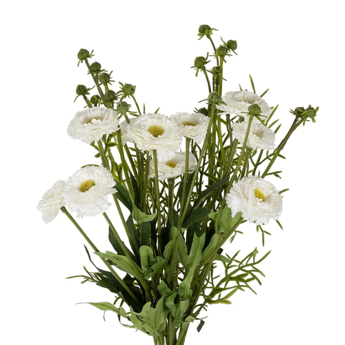 GloboStar® Artificial Garden WHITE CHRYSANTHEMUM BOUQUET 21330 Τεχνητό Διακοσμητικό Μπουκέτο Λευκό Χρυσάνθεμο Y50cm