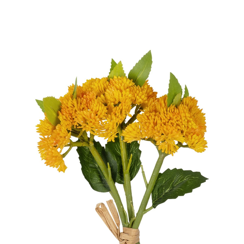 GloboStar® Artificial Garden YELLOW SEDUM BOUQUET 21348 Τεχνητό Διακοσμητικό Μπουκέτο Κίτρινο Σέδο Y30cm
