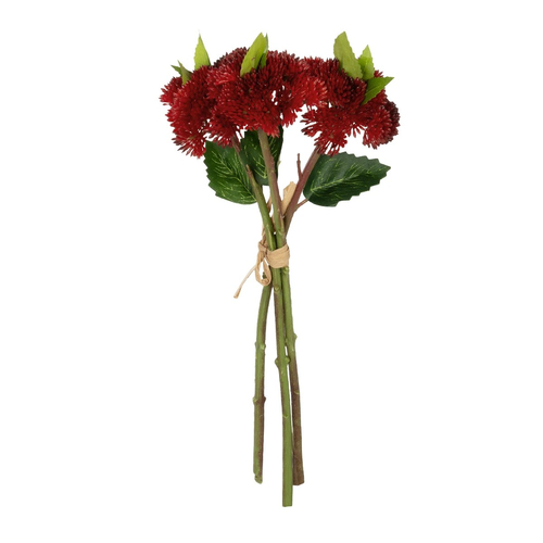 GloboStar® Artificial Garden RED SEDUM BOUQUET 21349 Τεχνητό Διακοσμητικό Μπουκέτο Κόκκινο Σέδο Y30cm