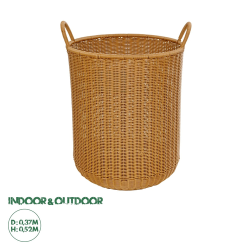 GloboStar® Artificial Garden TORINO 21492 Διακοσμητικό Πλεκτό Καλάθι - Κασπώ Γλάστρα - Flower Pot Μπεζ Φ37cm x Υ52cm