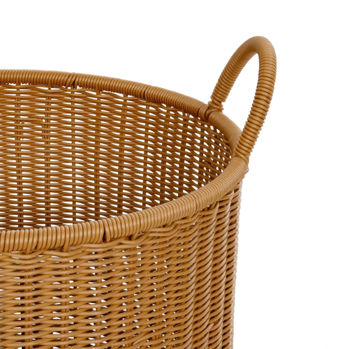 GloboStar® Artificial Garden TORINO 21492 Διακοσμητικό Πλεκτό Καλάθι - Κασπώ Γλάστρα - Flower Pot Μπεζ Φ37cm x Υ52cm