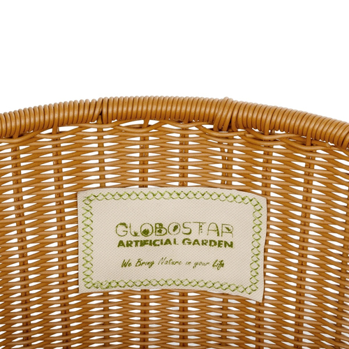 GloboStar® Artificial Garden TORINO 21492 Διακοσμητικό Πλεκτό Καλάθι - Κασπώ Γλάστρα - Flower Pot Μπεζ Φ37cm x Υ52cm