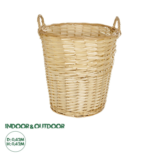 GloboStar® Artificial Garden ARIZONA 21504 Διακοσμητικό Πλεκτό Καλάθι - Κασπώ Γλάστρα - Flower Pot Μπεζ Φ42 x Υ42cm