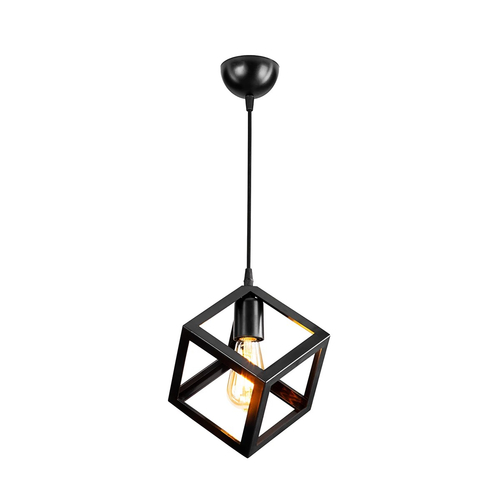 GLOBOSTAR® DISE 203-0274 Μοντέρνο Κρεμαστό Φωτιστικό Οροφής με Ντουί 1 x E27 AC 220-240V IP20 - Μαύρο - Μ22 x Π22 x Υ24cm