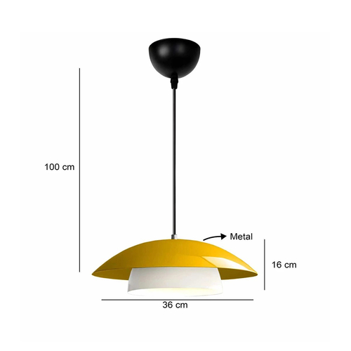 GLOBOSTAR® AURA 204-0118 Μοντέρνο Κρεμαστό Φωτιστικό Οροφής με Ντουί 1 x E27 AC 220-240V IP20 - Κίτρινο & Λευκό - Μ31 x Π31 x Υ27cm