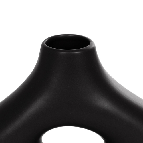 GloboStar® Artificial Garden HORIZON 21252 Διακοσμητικό Κεραμικό Βάζo Μαύρο Π18 x Μ6 x Υ15 cm