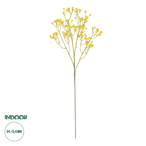 GloboStar® Artificial Garden YELLOW BRANCH BABY BREATH 21370 Τεχνητό Διακοσμητικό Κλαδί Κίτρινης Γυψοφίλης Y61cm