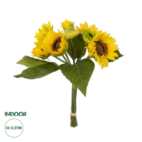 GloboStar® Artificial Garden YELLOW SUNFLOWER BRANCH 21386 Τεχνητό Διακοσμητικό Μπουκέτο Ηλιοτρόπιο Κίτρινο Y37cm