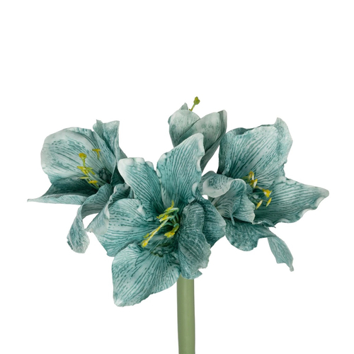 GloboStar® Artificial Garden SKY BLUE KAFFIR LILY BRANCH 21389 Τεχνητό Διακοσμητικό Κλαδί Μπλέ Κρίνο Y72cm