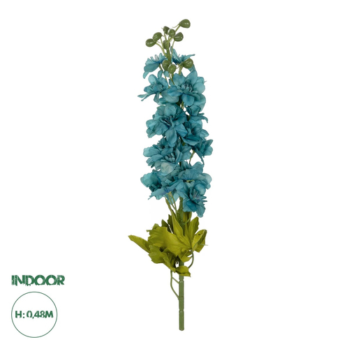 GloboStar® Artificial Garden BLUE DELPHINIUM FLOWER BRANCH 21394 Τεχνητό Διακοσμητικό Κλαδί Δελφίνιο Y48cm