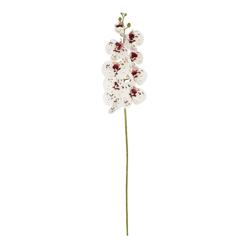 GloboStar® Artificial Garden WHITE ORCHID BRANCH 21406 Τεχνητό Διακοσμητικό Κλαδί Λευκή Ορχιδέα Y95cm