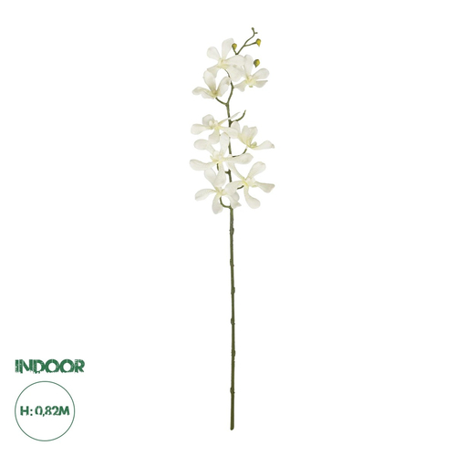 GloboStar® Artificial Garden WHITE VANDA ORCHID BRANCH 21409 Τεχνητό Διακοσμητικό Κλαδί Λευκή Ορχιδέα Y82cm