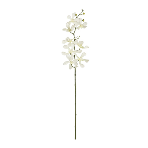 GloboStar® Artificial Garden WHITE VANDA ORCHID BRANCH 21409 Τεχνητό Διακοσμητικό Κλαδί Λευκή Ορχιδέα Y82cm