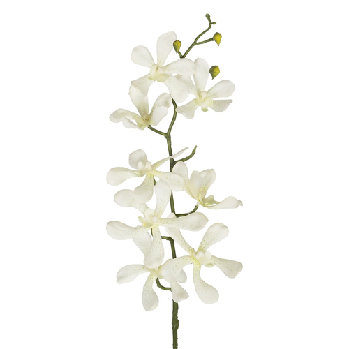 GloboStar® Artificial Garden WHITE VANDA ORCHID BRANCH 21409 Τεχνητό Διακοσμητικό Κλαδί Λευκή Ορχιδέα Y82cm