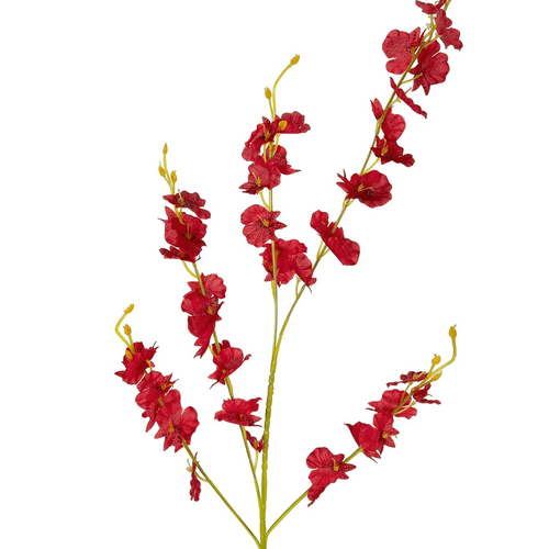 GloboStar® Artificial Garden RED DANCE ORCHID BRANCH 21413 Τεχνητό Διακοσμητικό Κλαδί Κόκκινη Ορχιδέα Y90cm