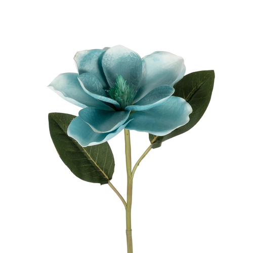 GloboStar® Artificial Garden BLUE MAGNOLIA BRANCH 21425 Τεχνητό Διακοσμητικό Κλαδί Μπλε Μανόλια Y80cm
