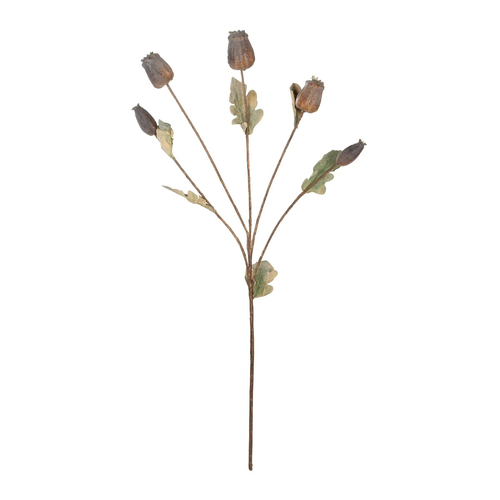 GloboStar® Artificial Garden POPPY FRUIT BRANCH 21432 Τεχνητό Διακοσμητικό Κλαδί Παπαρούνα Y62cm