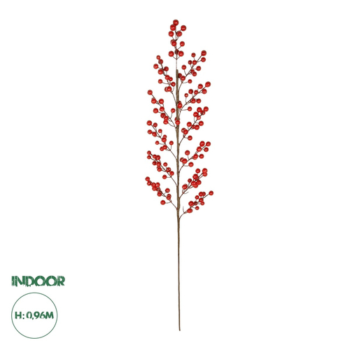 GloboStar® Artificial Garden RED BERRIES FRUIT BRANCH 21440 Τεχνητό Διακοσμητικό Κλαδί Κόκκινο Γκί Y96cm
