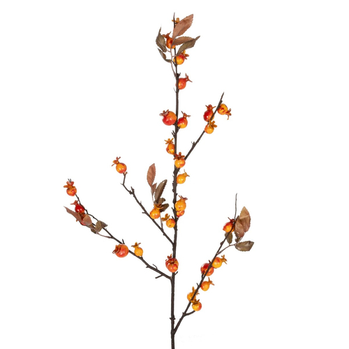 GloboStar® Artificial Garden ORANGE BERRIES FRUIT BRANCH 21444 Τεχνητό Διακοσμητικό Κλαδί Πορτοκαλί Γκί Y94cm