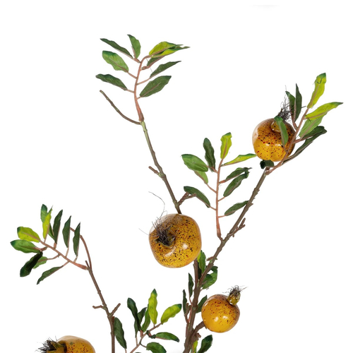 GloboStar® Artificial Garden YELLOW POMEGRANATE  FRUIT BRANCH 21445 Τεχνητό Διακοσμητικό Κίτρινη Κλαδί Ροδιά Y85cm