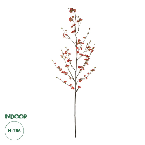 GloboStar® Artificial Garden RED CHERRY BLOSSOM BRANCH 21455 Τεχνητό Διακοσμητικό Κλαδί Κόκκινης Κερασίας Y110cm