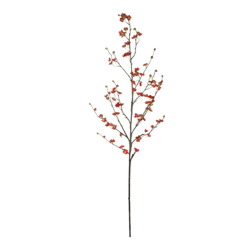 GloboStar® Artificial Garden RED CHERRY BLOSSOM BRANCH 21455 Τεχνητό Διακοσμητικό Κλαδί Κόκκινης Κερασίας Y110cm