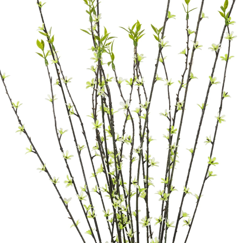GloboStar® Artificial Garden GREEN WILLOW FLOWER BRANCH 21458 Τεχνητό Διακοσμητικό Κλαδί Λευκή Ιτιά Y86cm