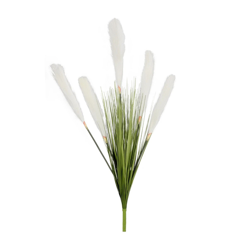 GloboStar® Artificial Garden WHITE PAMPAS GRASS BRANCH 21485 Τεχνητό Διακοσμητικό Κλαδί Λευκό Πάμπας Y88cm